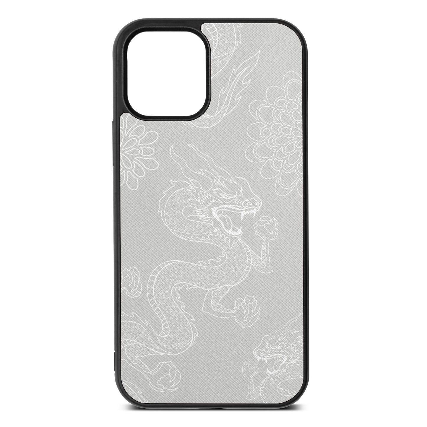 Dragons Silver Saffiano Leather iPhone 12 Case