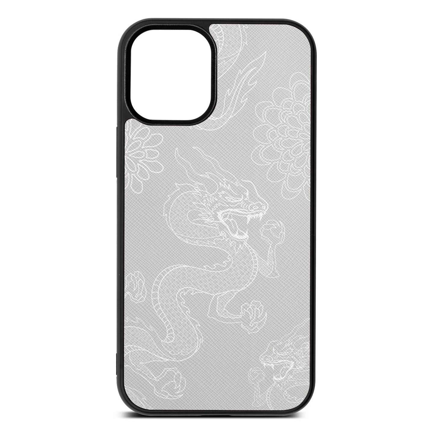 Dragons Silver Saffiano Leather iPhone 12 Mini Case