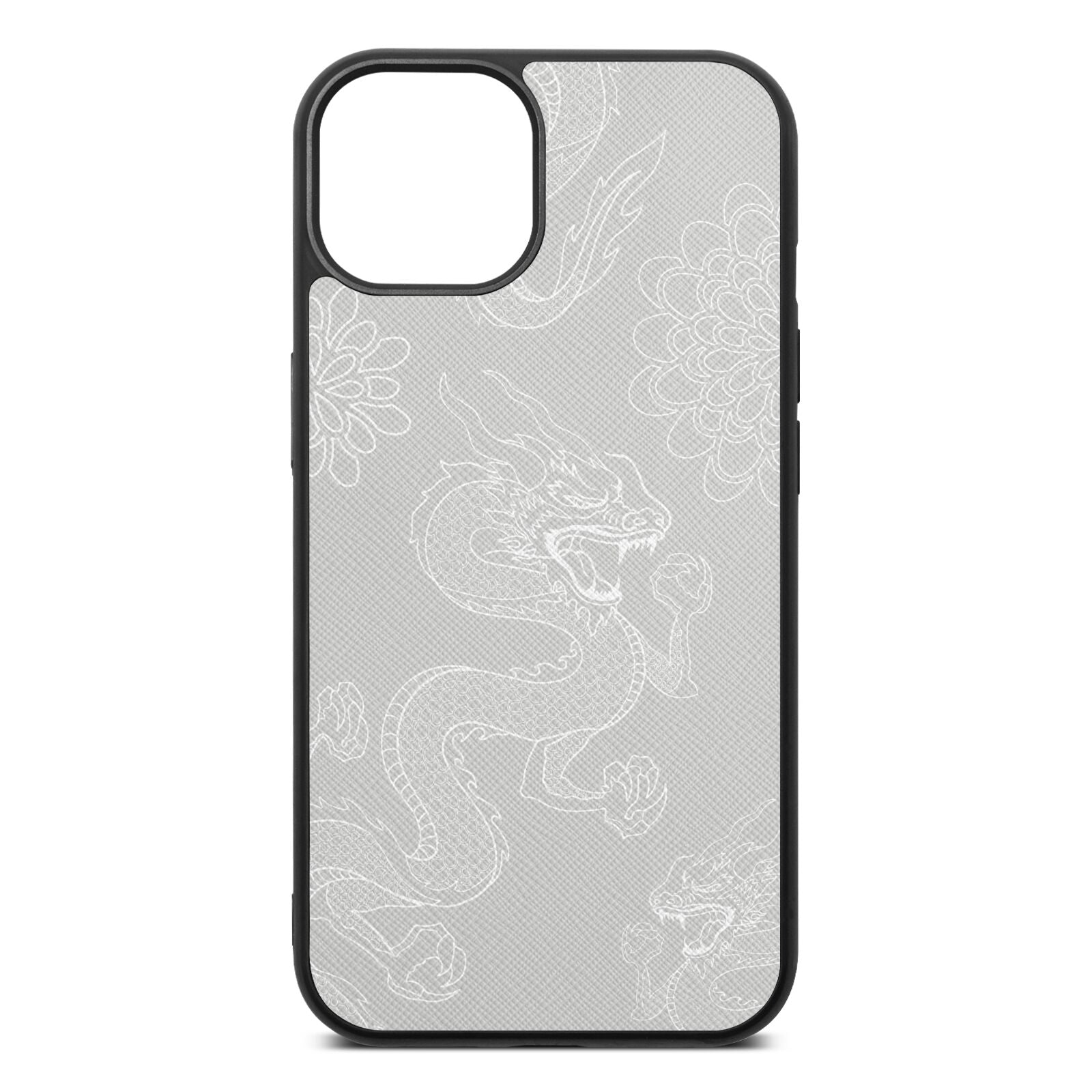 Dragons Silver Saffiano Leather iPhone 13 Case