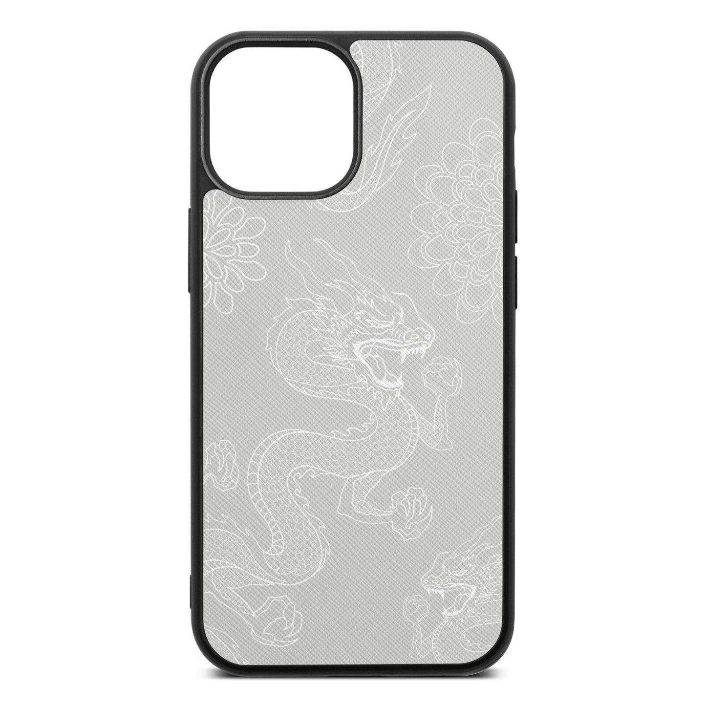 Dragons Silver Saffiano Leather iPhone 13 Mini Case