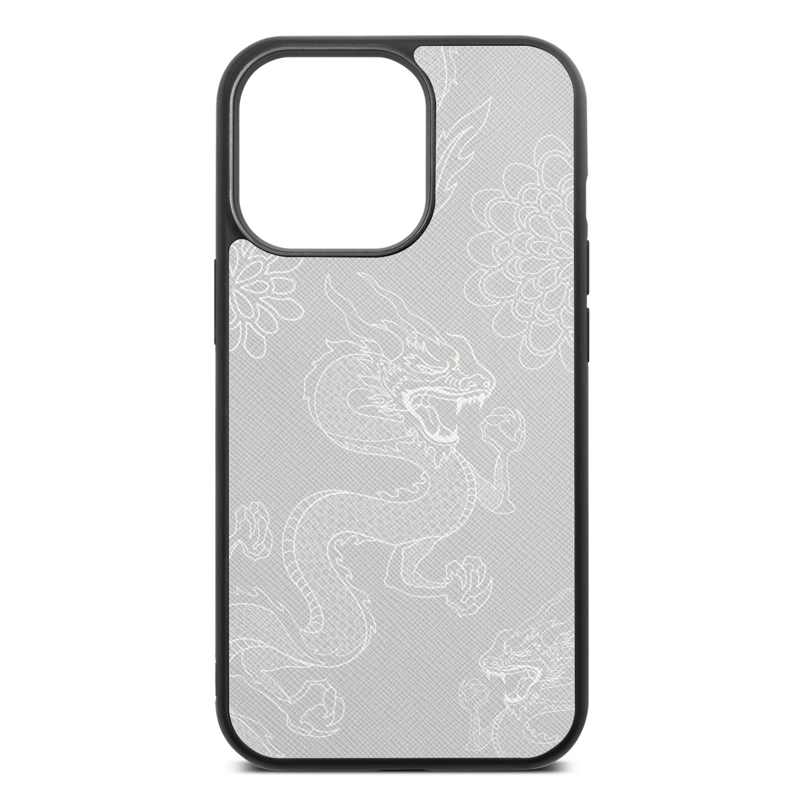 Dragons Silver Saffiano Leather iPhone 13 Pro Case