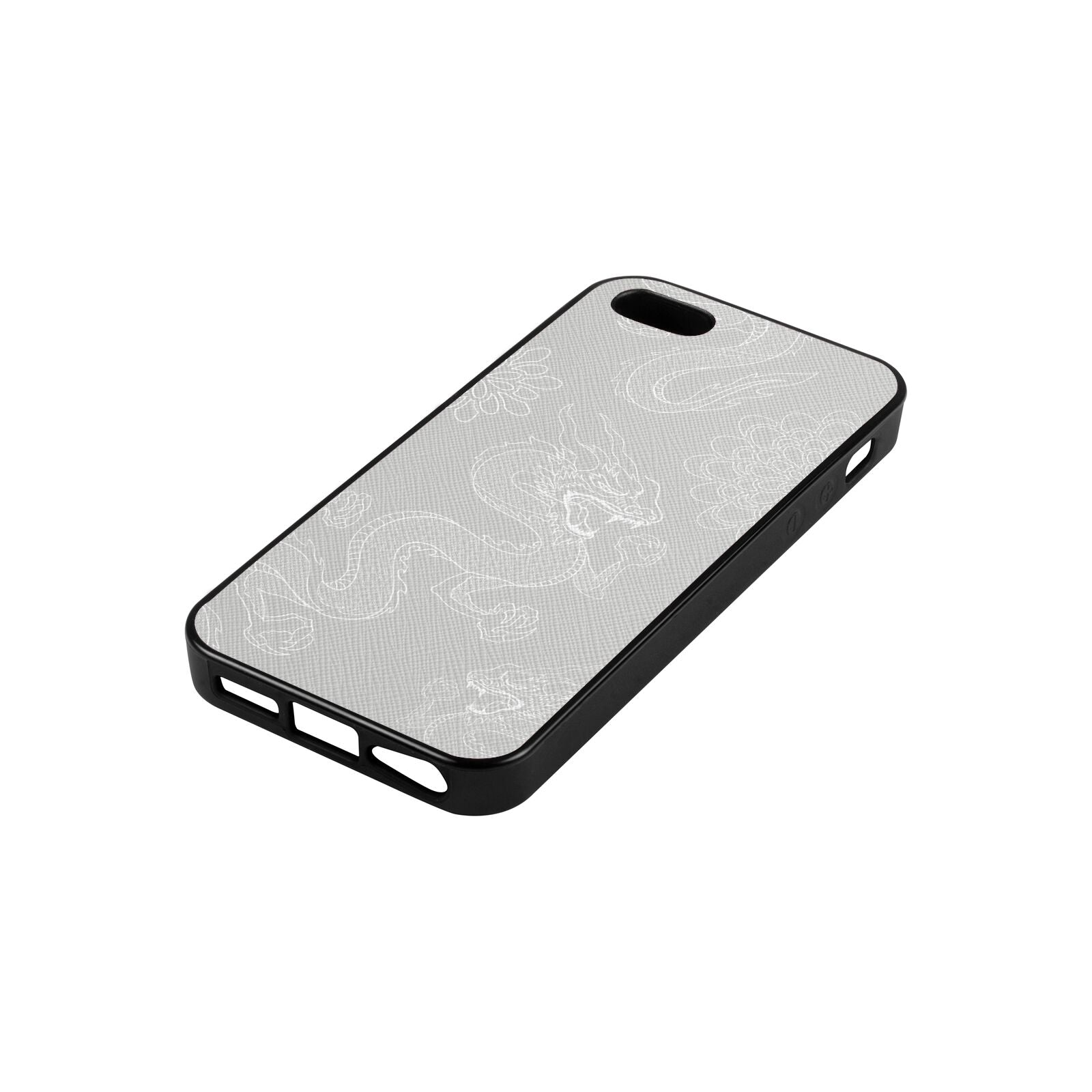 Dragons Silver Saffiano Leather iPhone 5 Case Side Angle