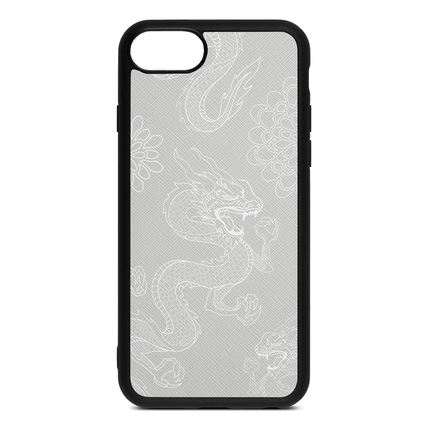 Dragons Silver Saffiano Leather iPhone 8 Case