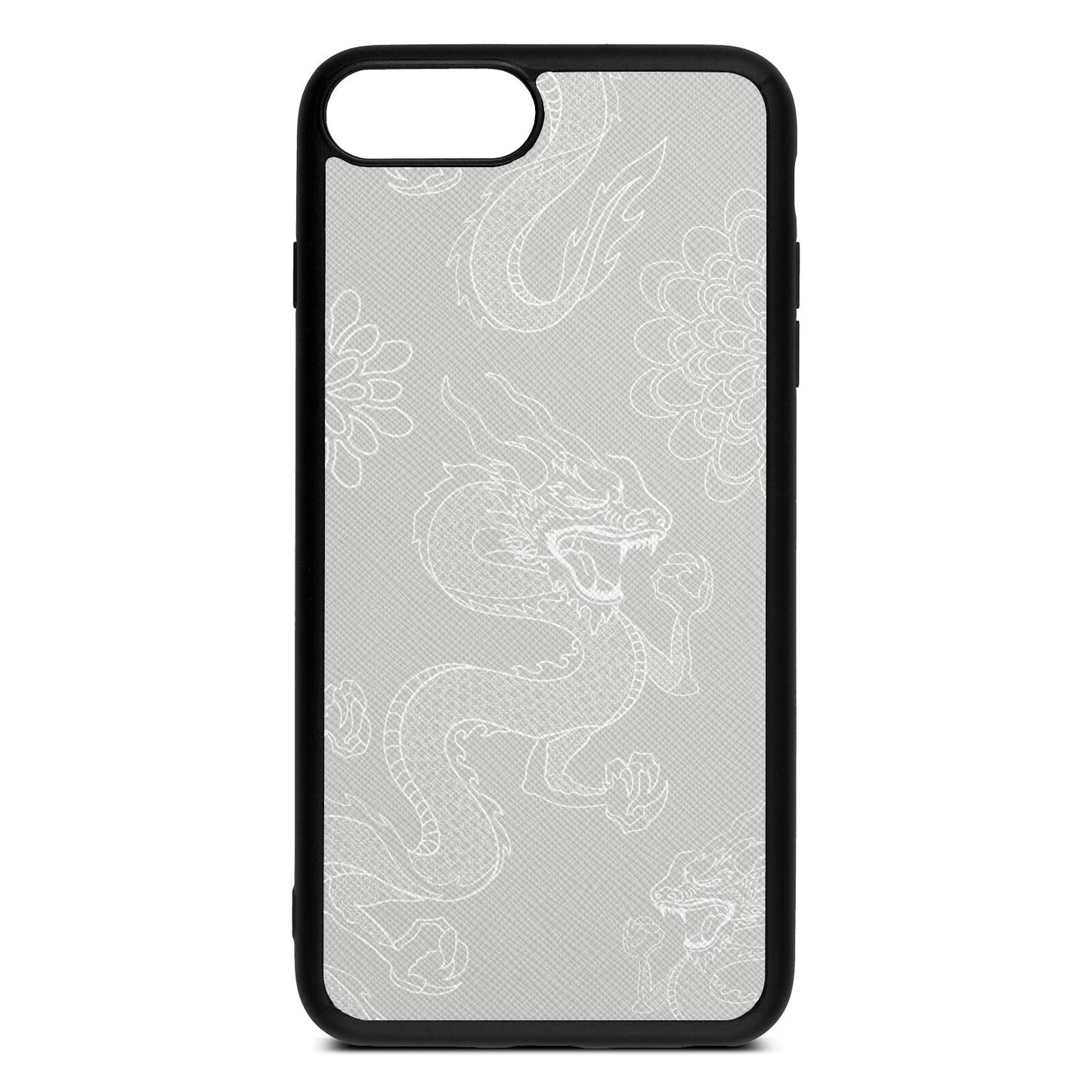 Dragons Silver Saffiano Leather iPhone 8 Plus Case