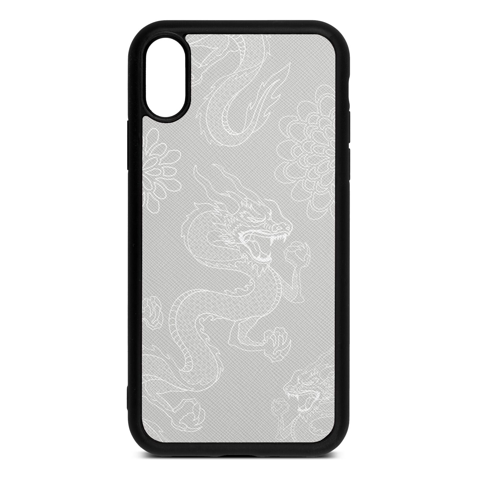 Dragons Silver Saffiano Leather iPhone Xr Case