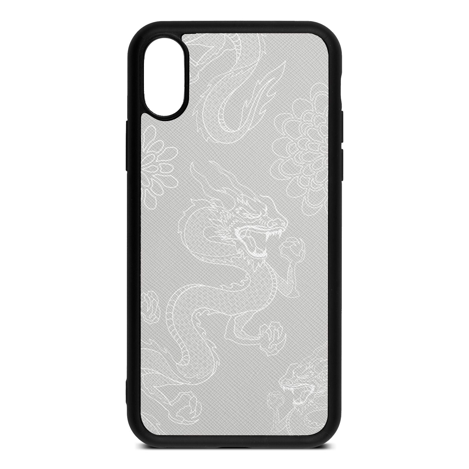 Dragons Silver Saffiano Leather iPhone Xs Case