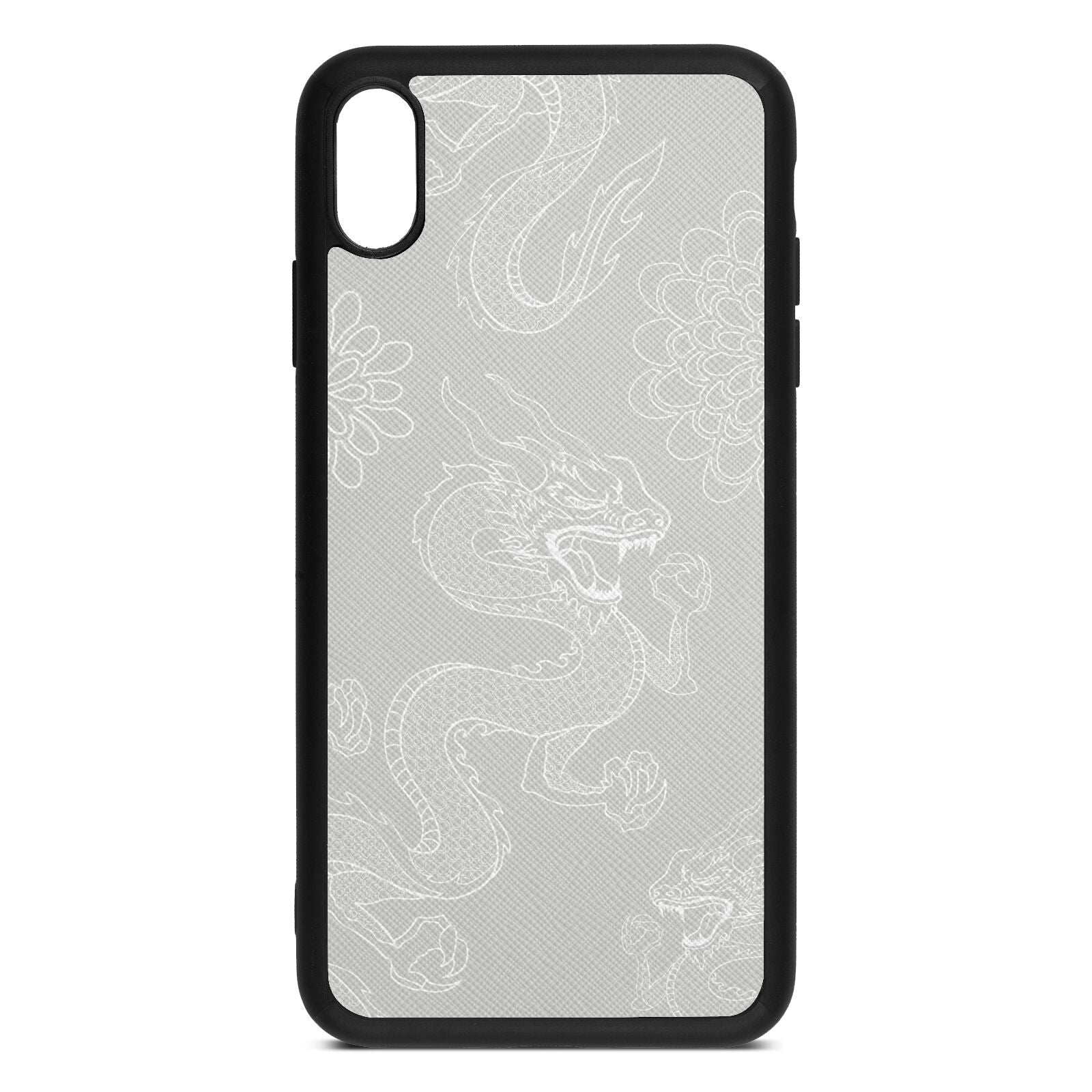 Dragons Silver Saffiano Leather iPhone Xs Max Case