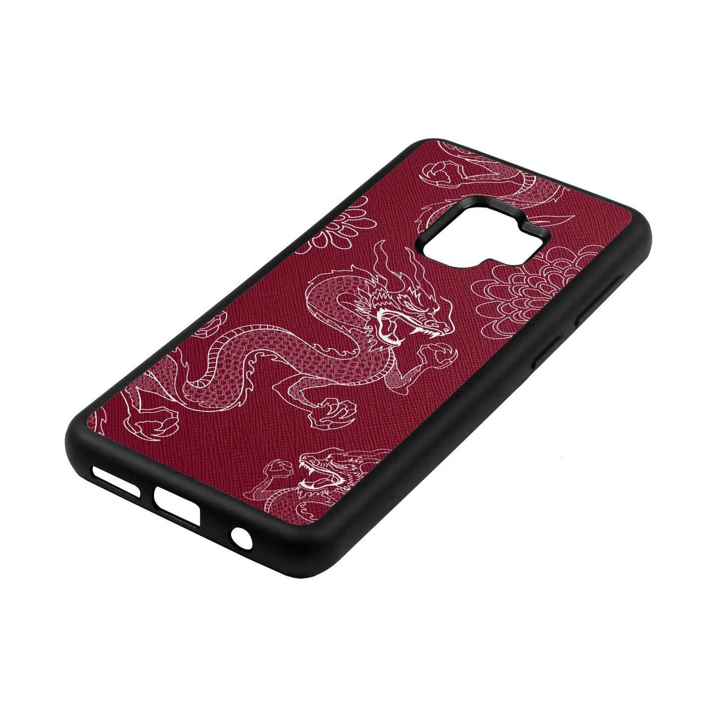 Dragons Wine Red Saffiano Leather Samsung S9 Case Side Angle