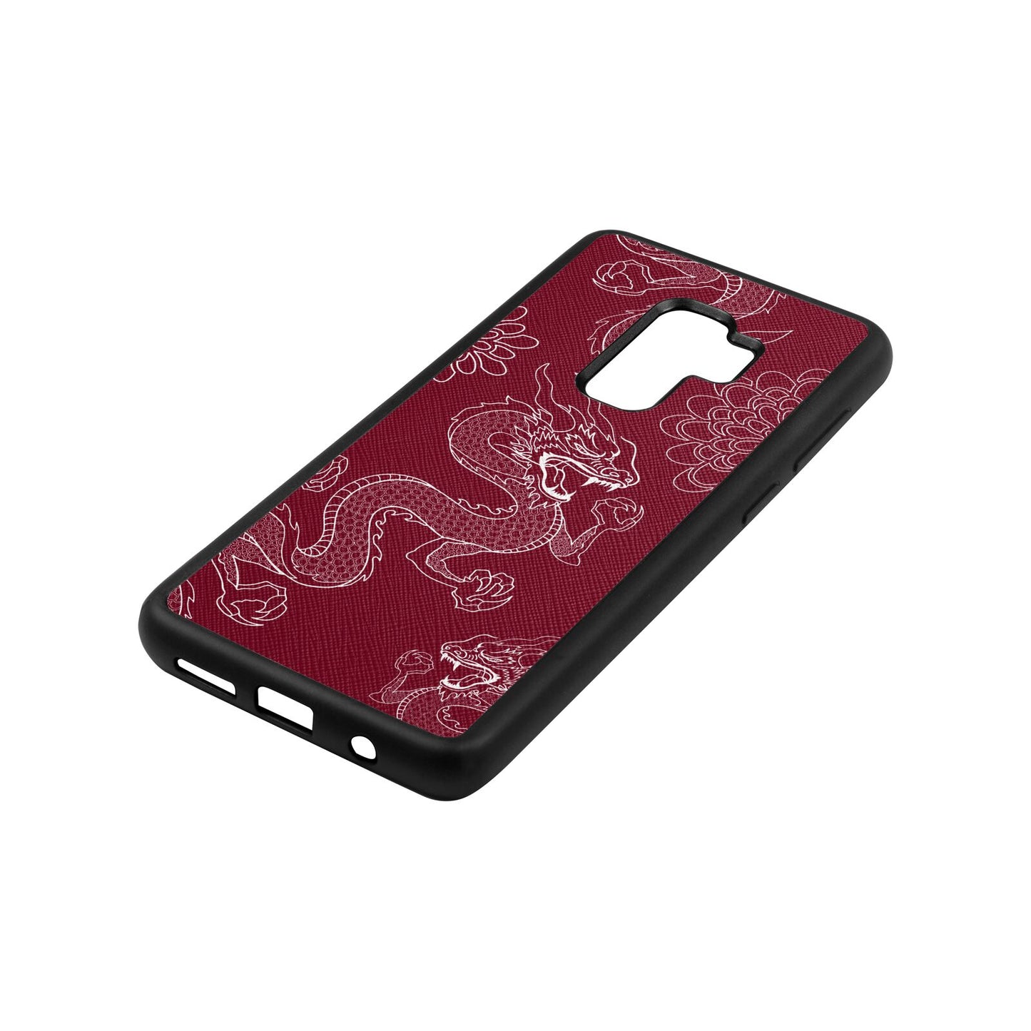 Dragons Wine Red Saffiano Leather Samsung S9 Plus Case Side Angle