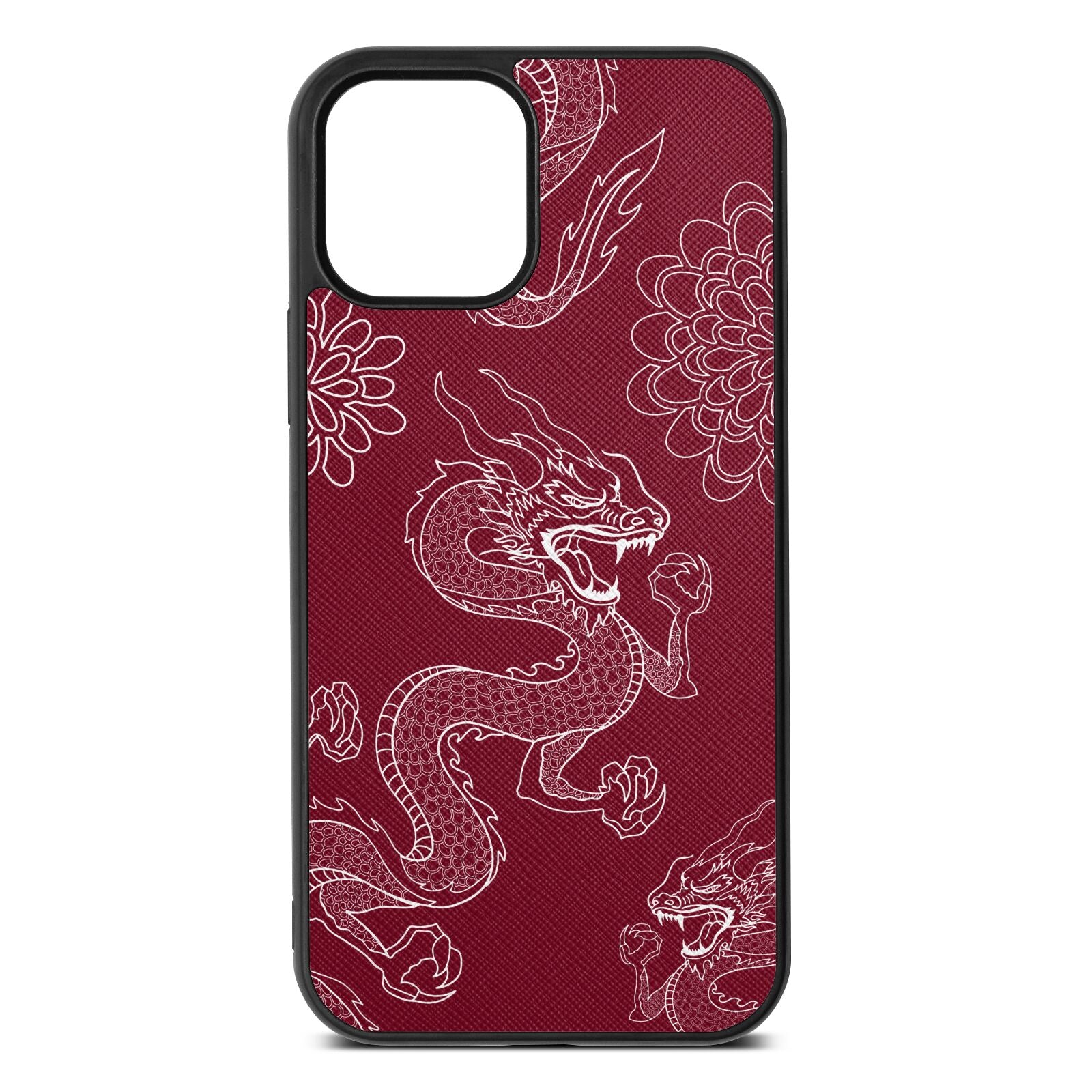 Dragons Wine Red Saffiano Leather iPhone 12 Case