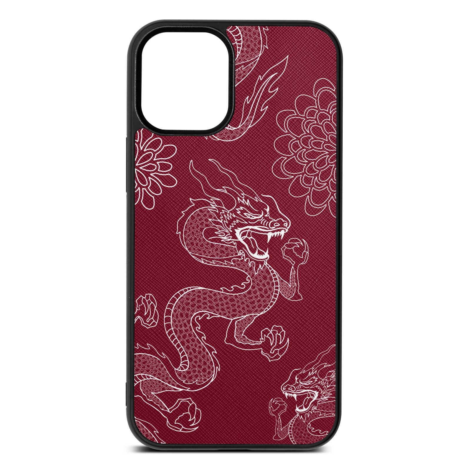 Dragons Wine Red Saffiano Leather iPhone 12 Mini Case