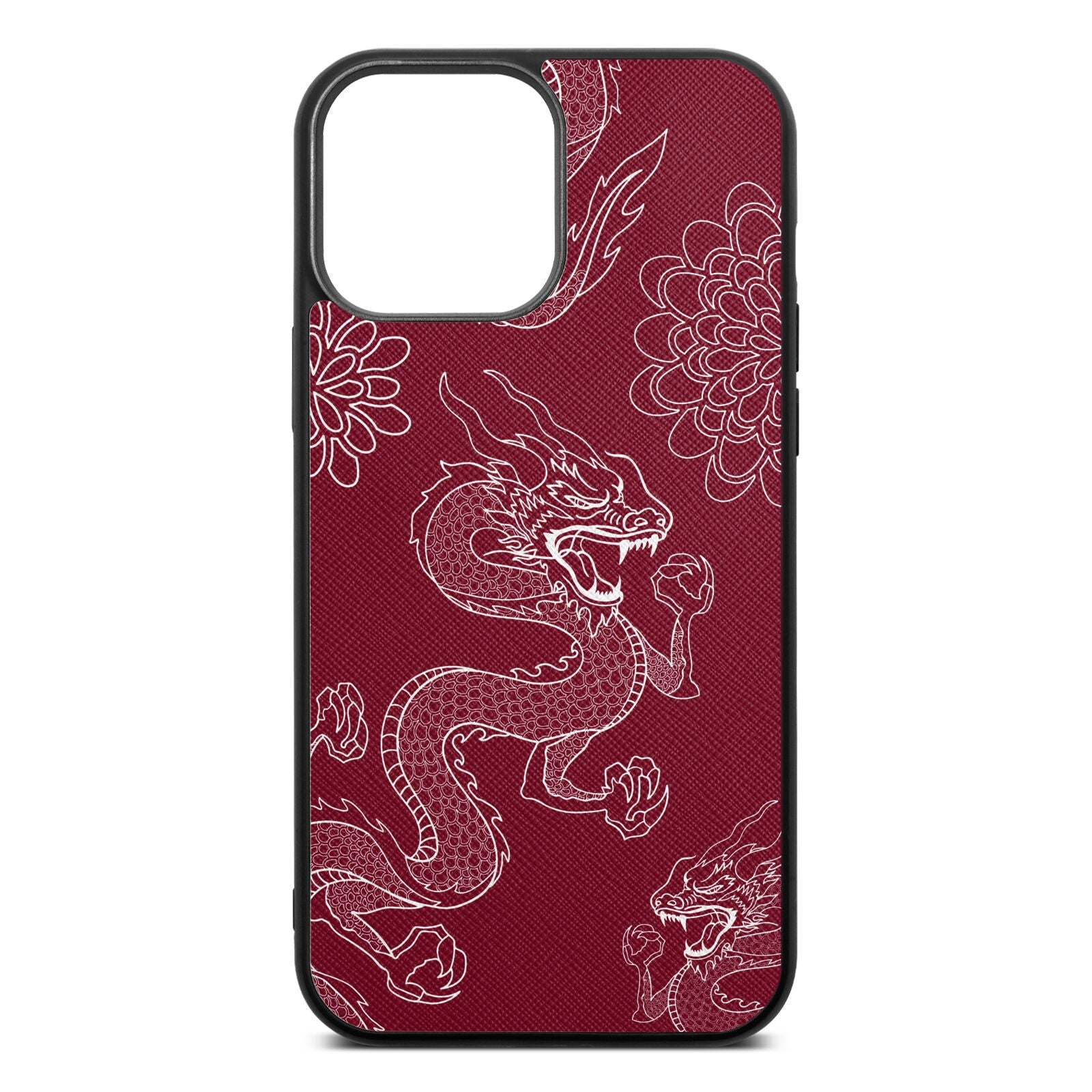 Dragons Wine Red Saffiano Leather iPhone 13 Pro Max Case