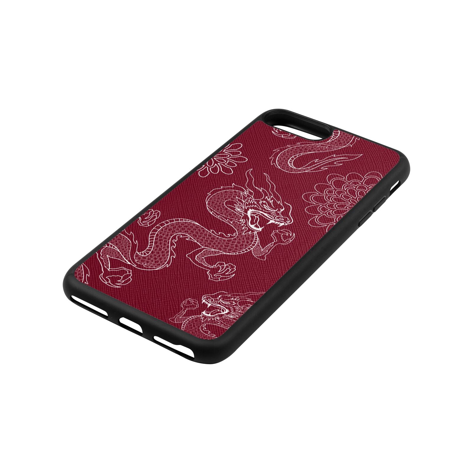 Dragons Wine Red Saffiano Leather iPhone 8 Plus Case Side Angle