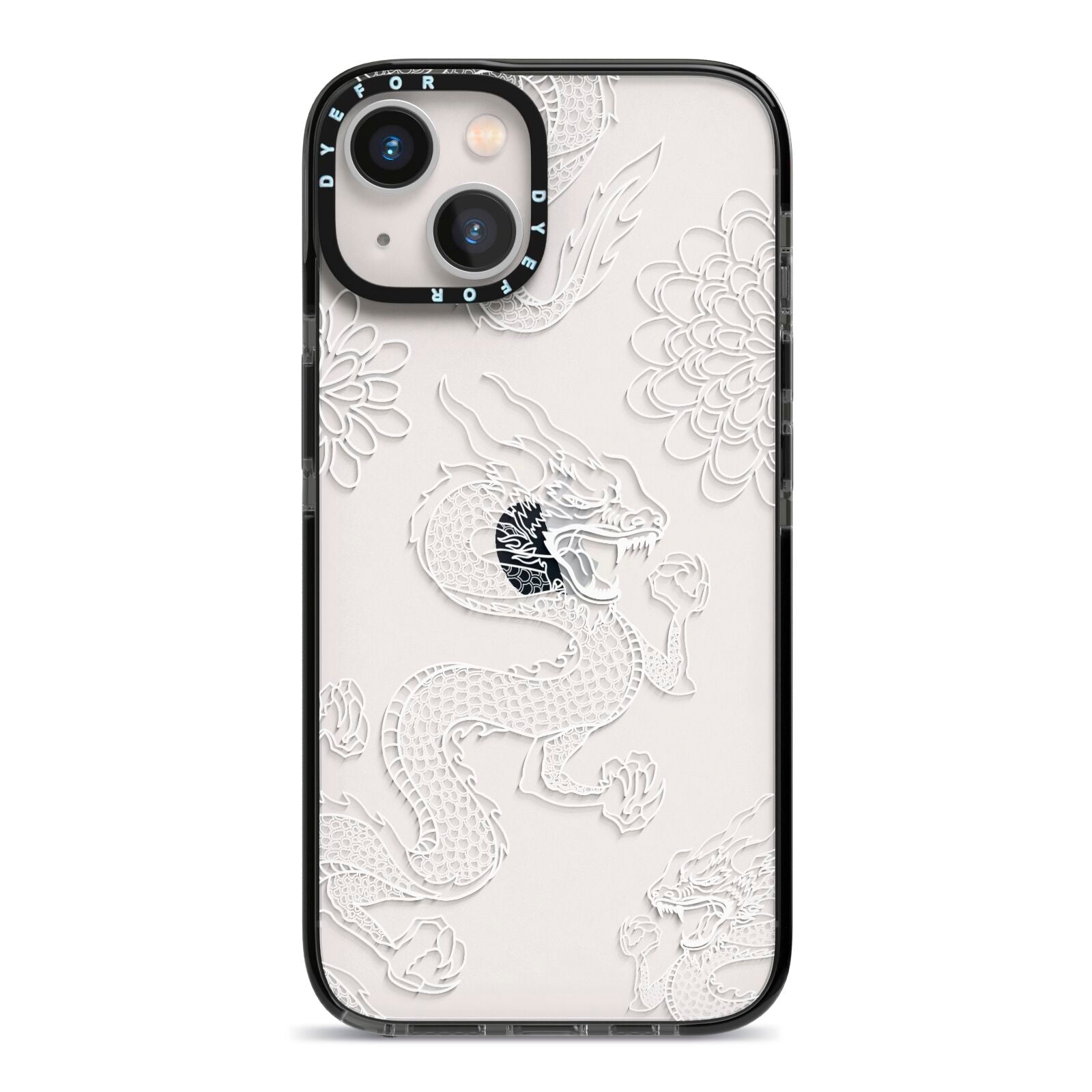 Dragons iPhone 13 Black Impact Case on Silver phone