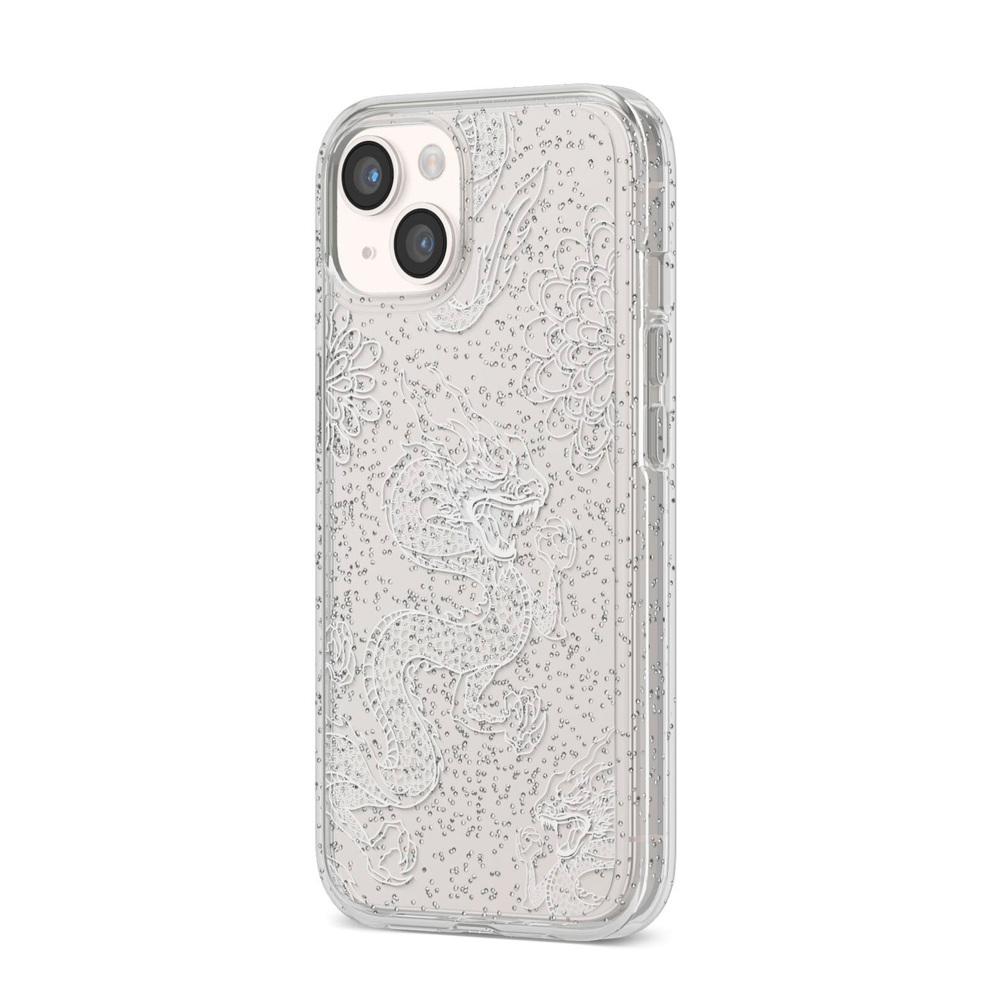 Dragons iPhone 14 Glitter Tough Case Starlight Angled Image