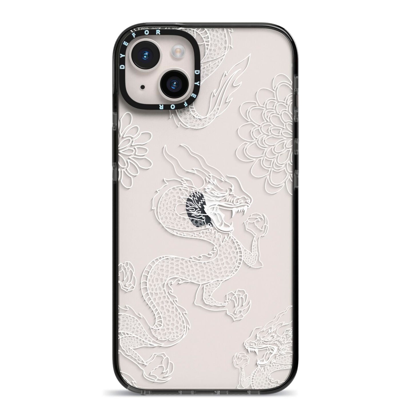 Dragons iPhone 14 Plus Black Impact Case on Silver phone