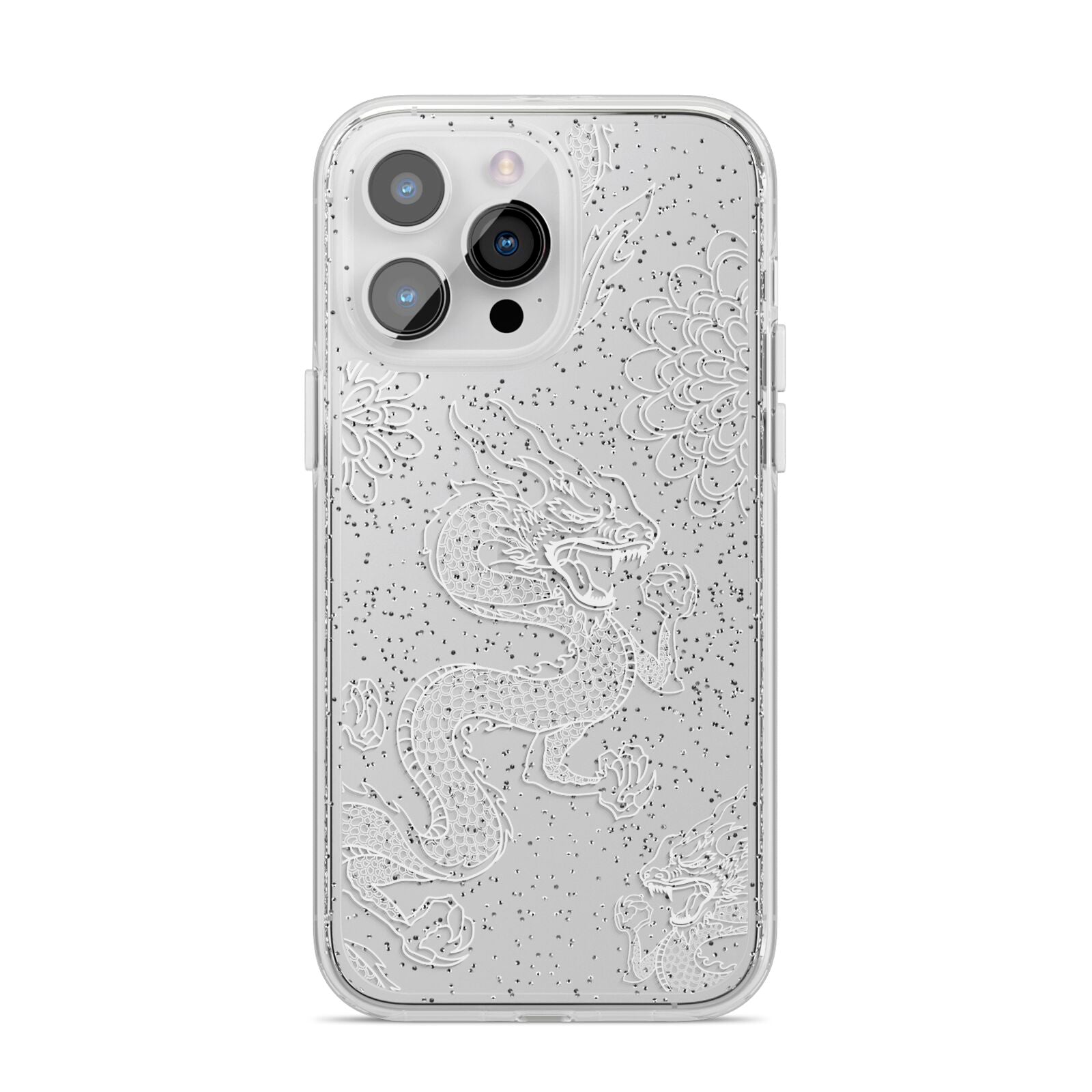 Dragons iPhone 14 Pro Max Glitter Tough Case Silver
