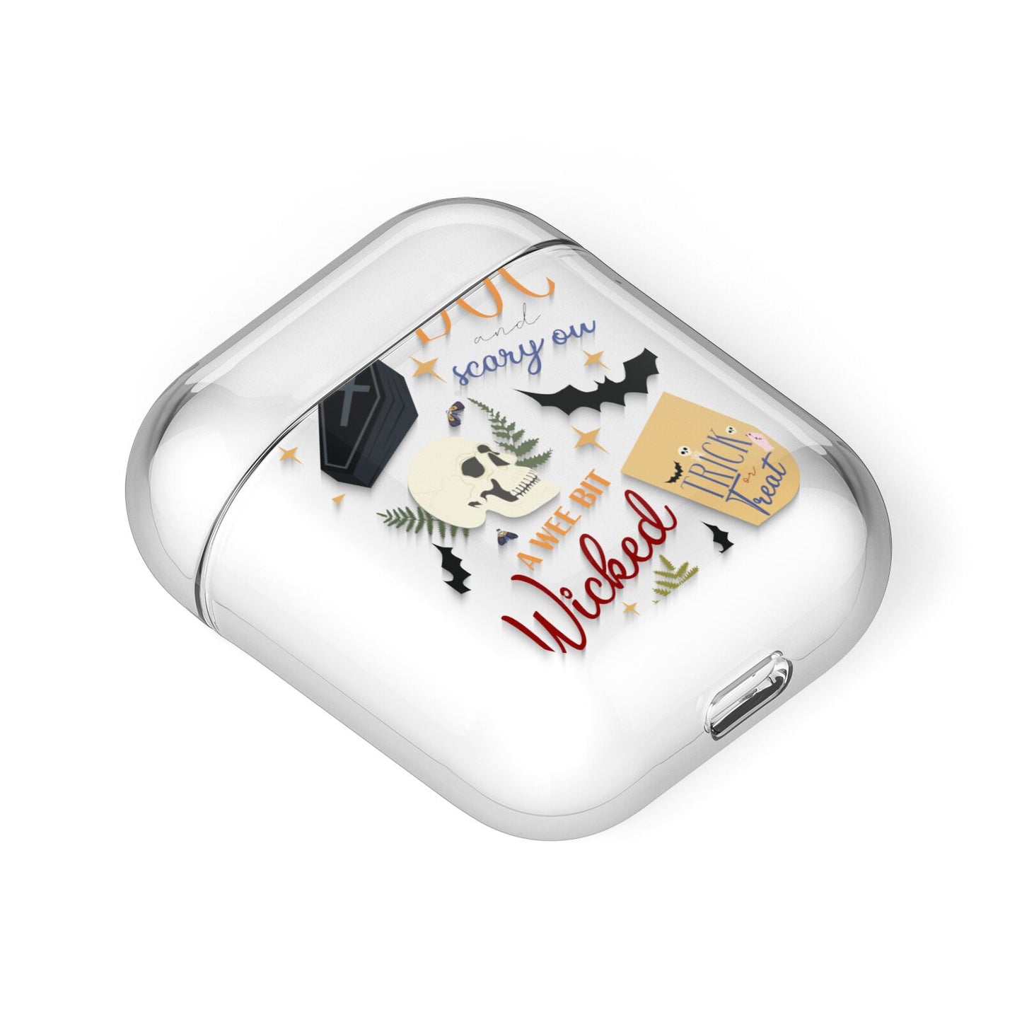 Dramatic Halloween Illustrations AirPods Case Laid Flat