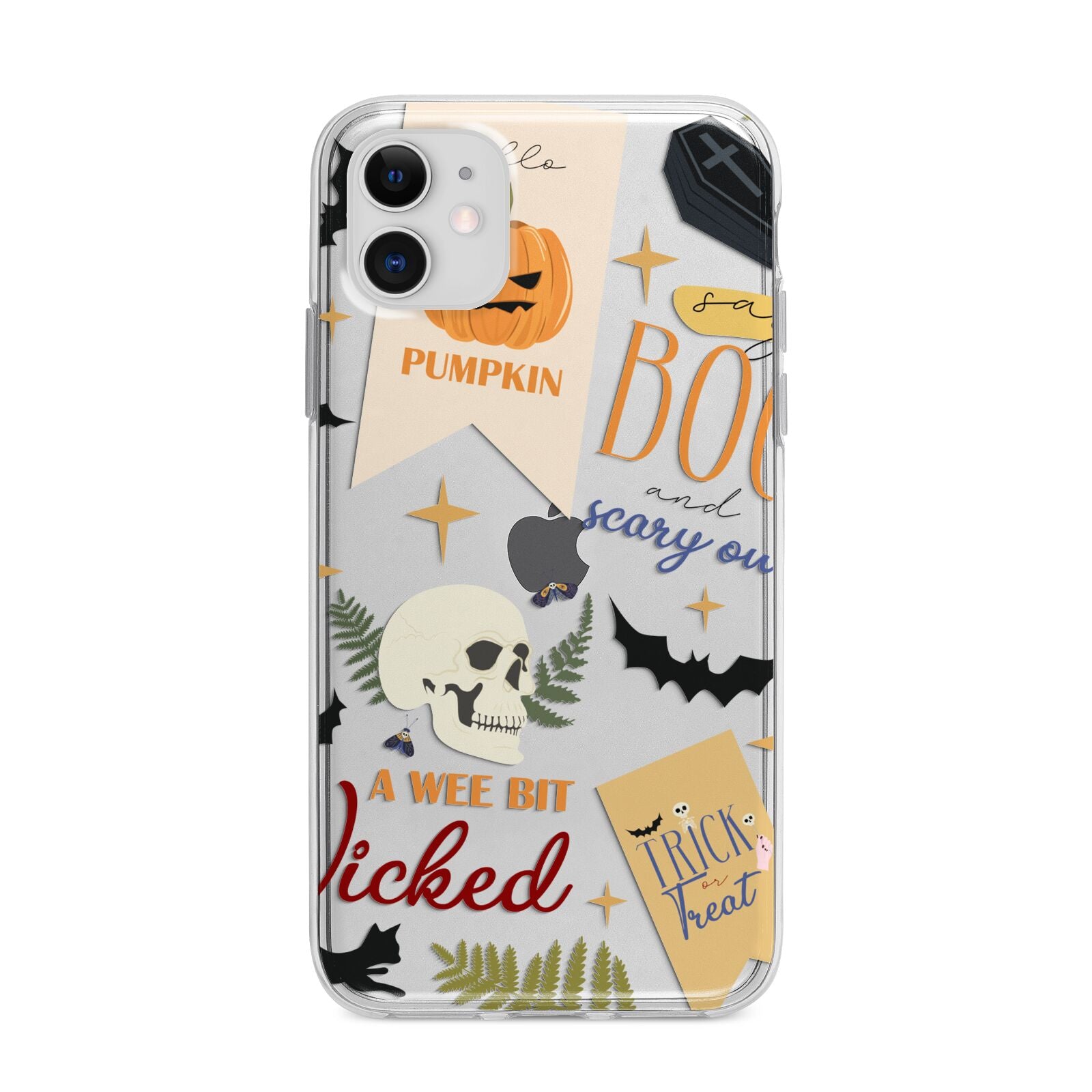Dramatic Halloween Illustrations Apple iPhone 11 in White with Bumper Case