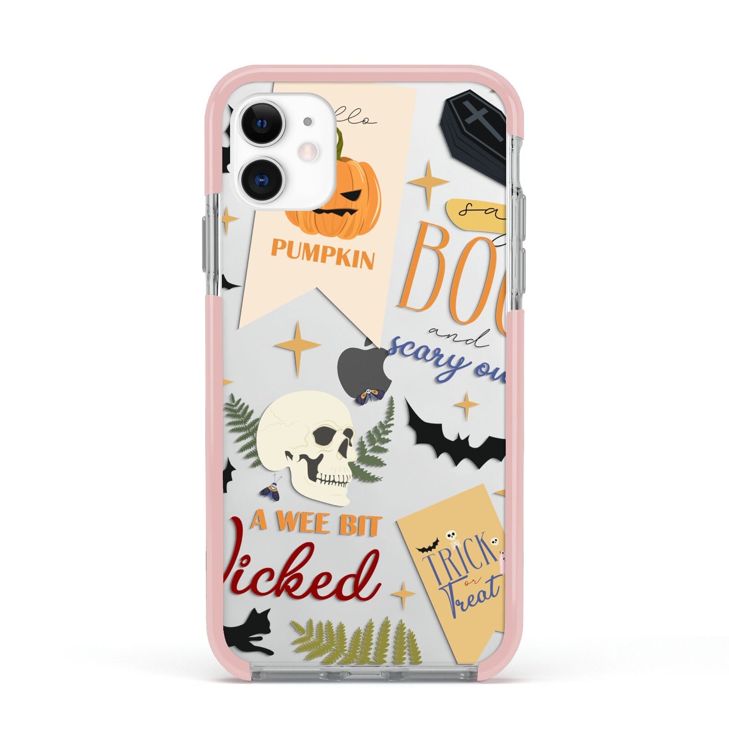 Dramatic Halloween Illustrations Apple iPhone 11 in White with Pink Impact Case