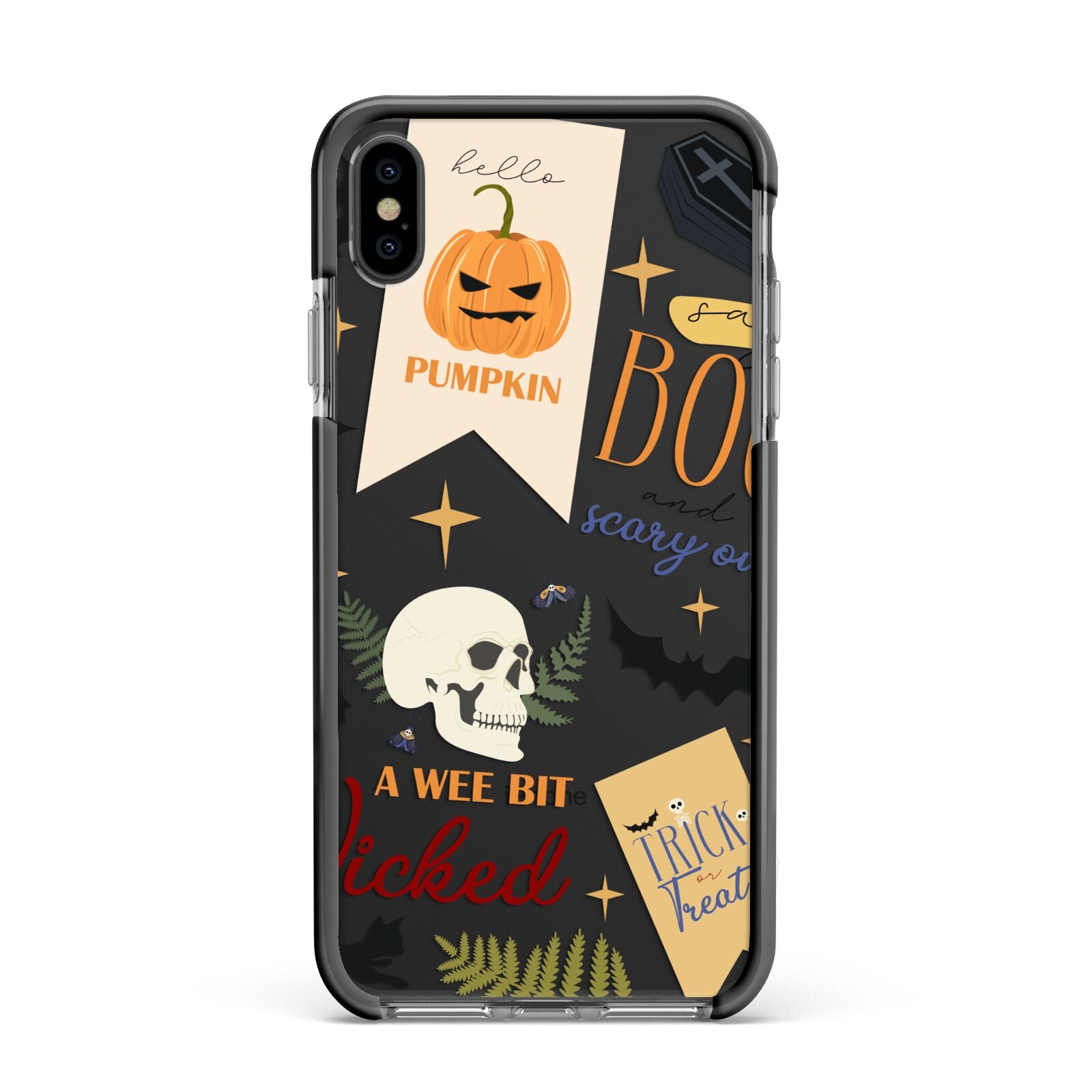 Dramatic Halloween Illustrations Apple iPhone Xs Max Impact Case Black Edge on Black Phone