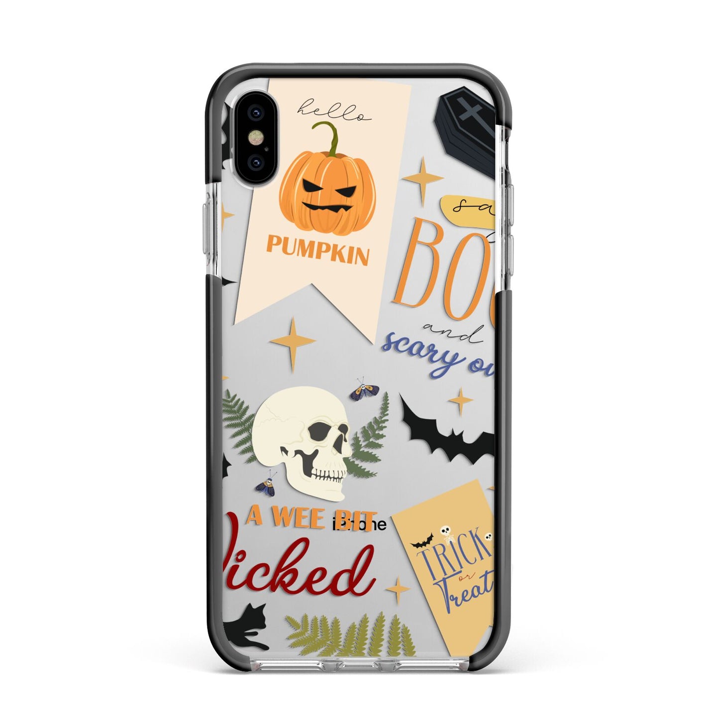 Dramatic Halloween Illustrations Apple iPhone Xs Max Impact Case Black Edge on Silver Phone