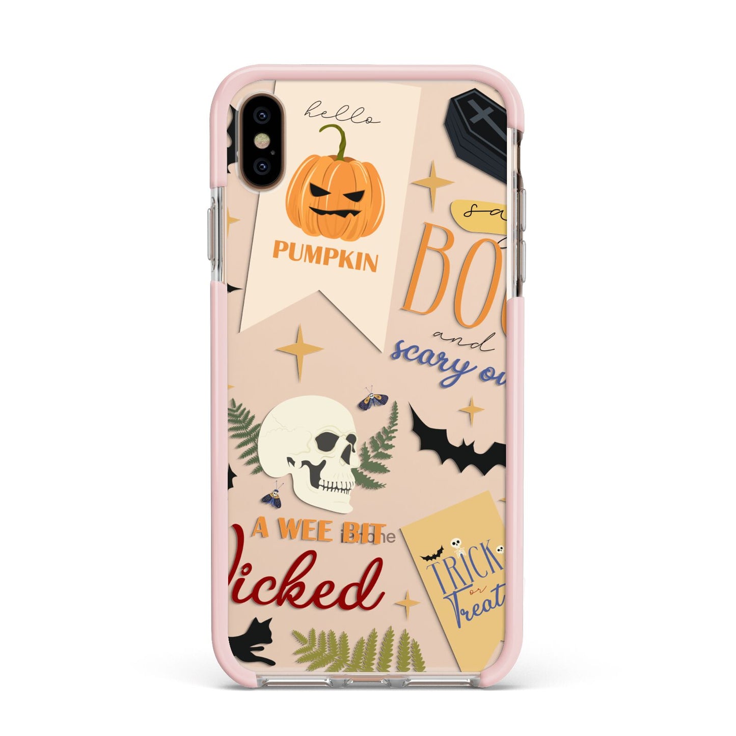 Dramatic Halloween Illustrations Apple iPhone Xs Max Impact Case Pink Edge on Gold Phone