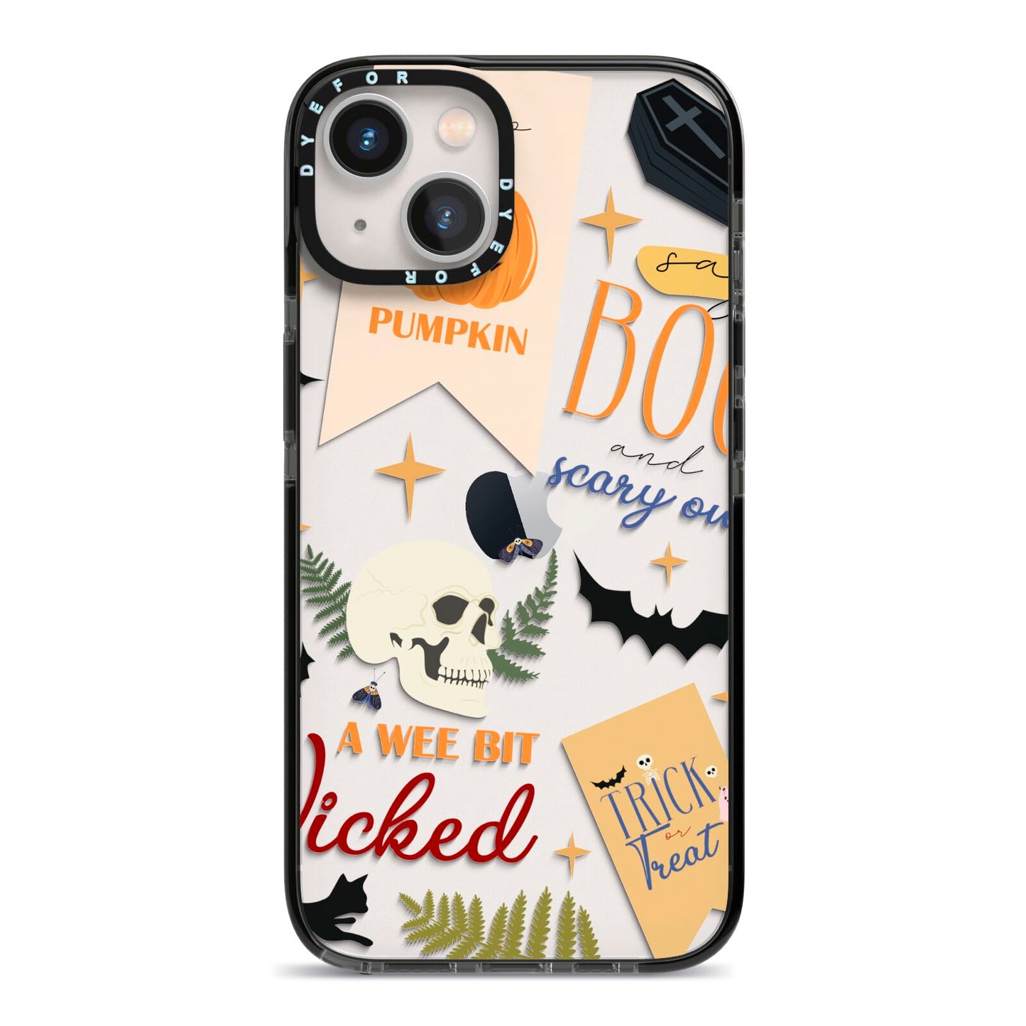 Dramatic Halloween Illustrations iPhone 13 Black Impact Case on Silver phone