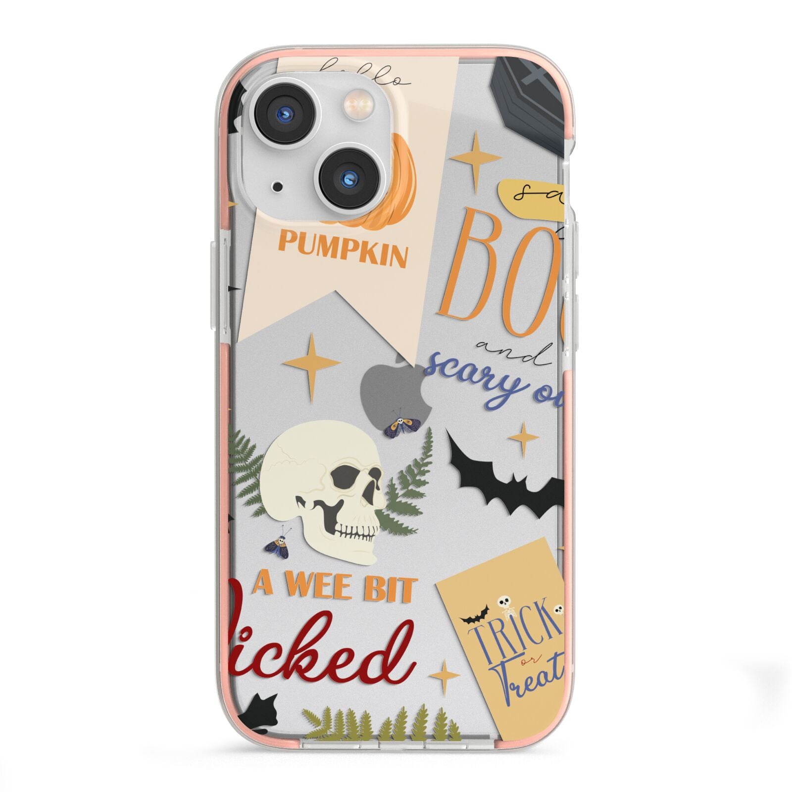 Dramatic Halloween Illustrations iPhone 13 Mini TPU Impact Case with Pink Edges