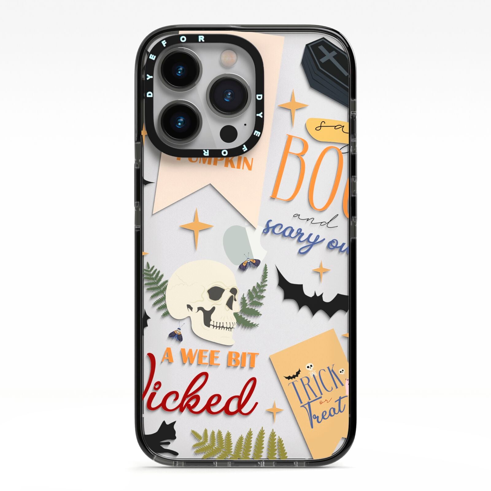 Dramatic Halloween Illustrations iPhone 13 Pro Black Impact Case on Silver phone