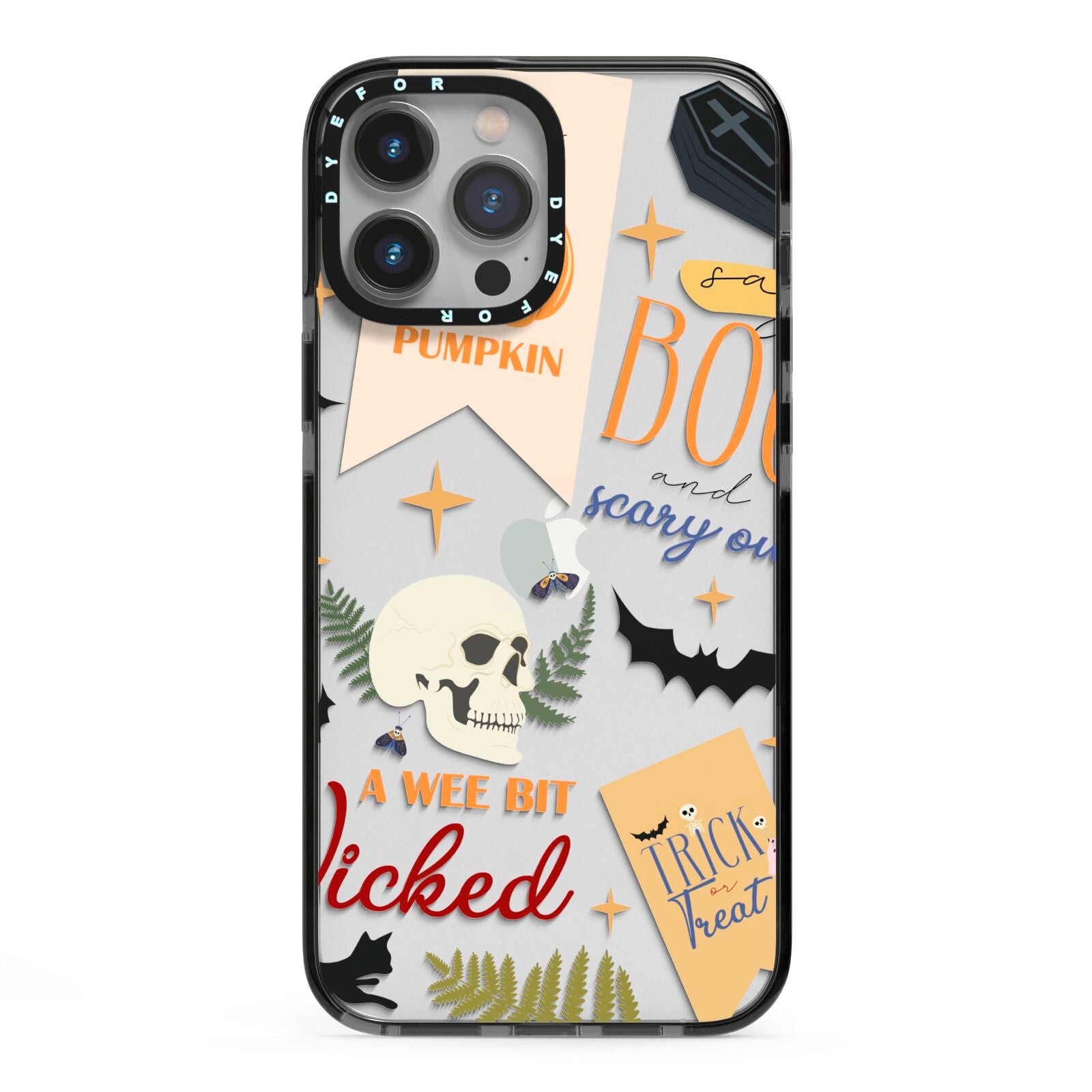 Dramatic Halloween Illustrations iPhone 13 Pro Max Black Impact Case on Silver phone