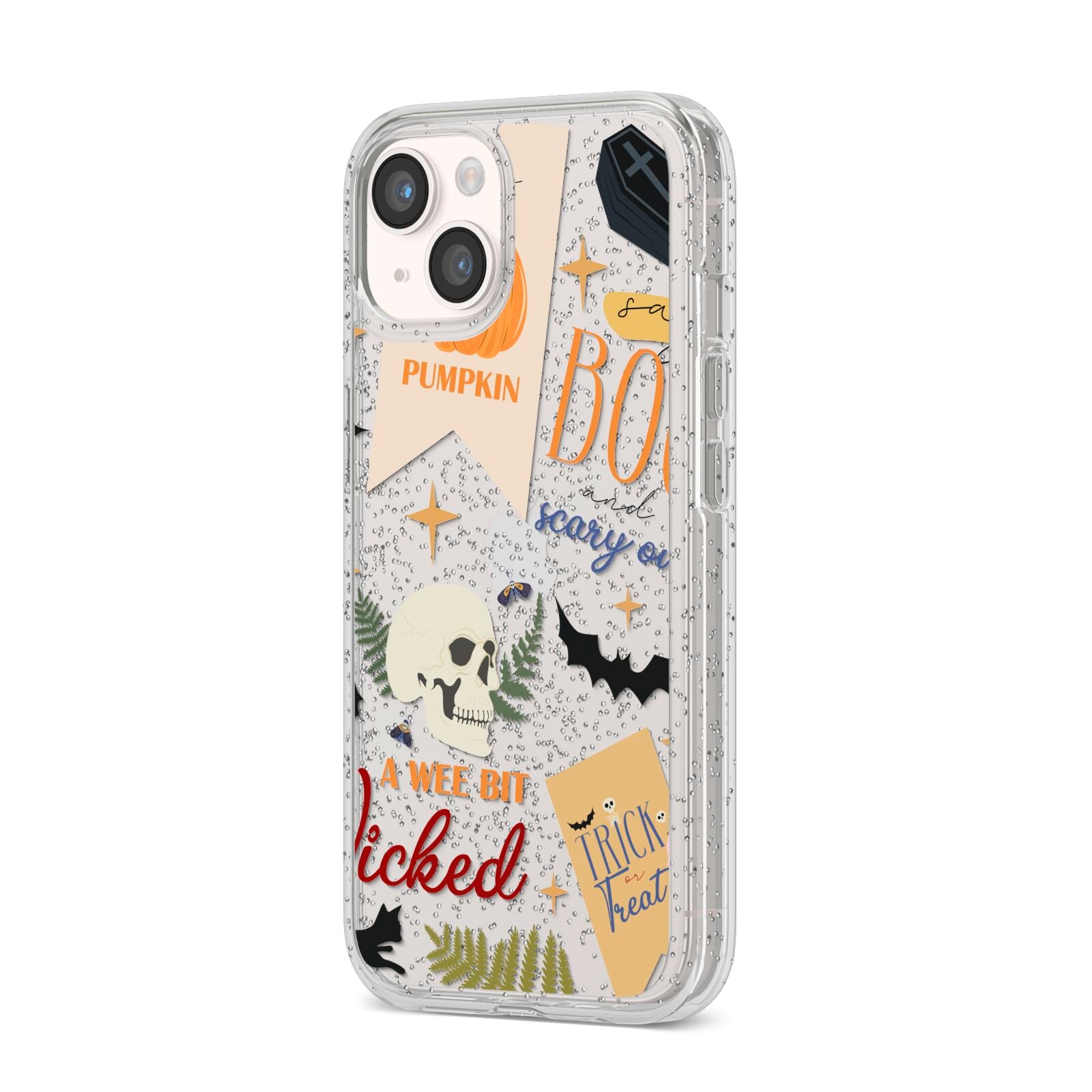 Dramatic Halloween Illustrations iPhone 14 Glitter Tough Case Starlight Angled Image
