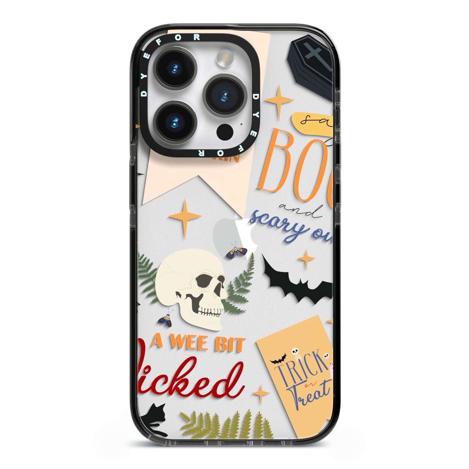 Dramatic Halloween Illustrations iPhone 14 Pro Black Impact Case on Silver phone