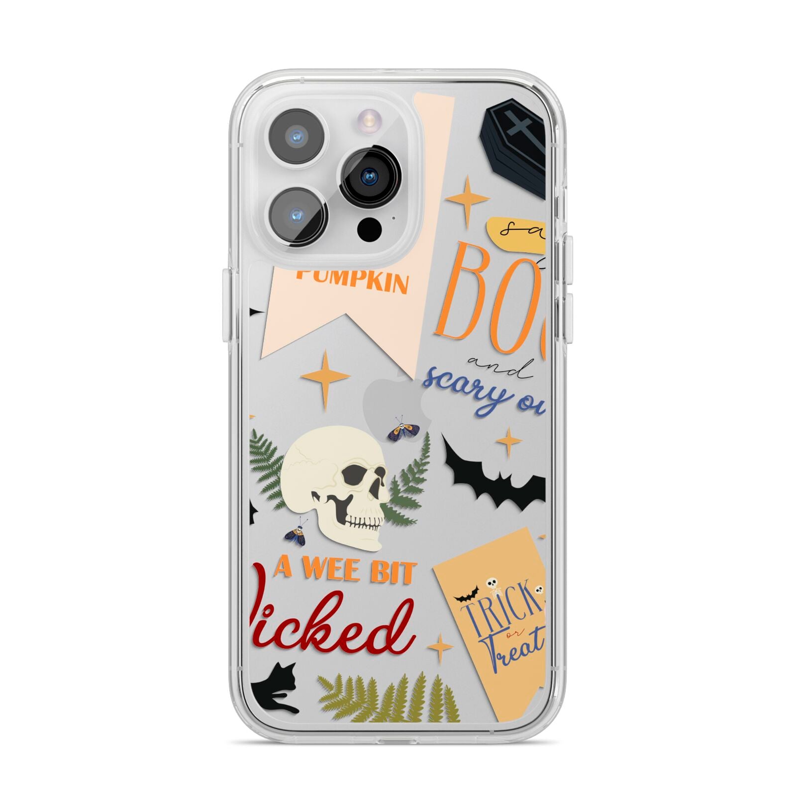Dramatic Halloween Illustrations iPhone 14 Pro Max Clear Tough Case Silver