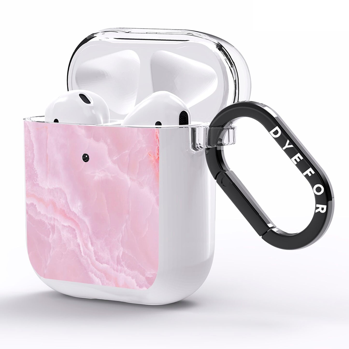 Dreamy Pink Marble AirPods Clear Case Side Image