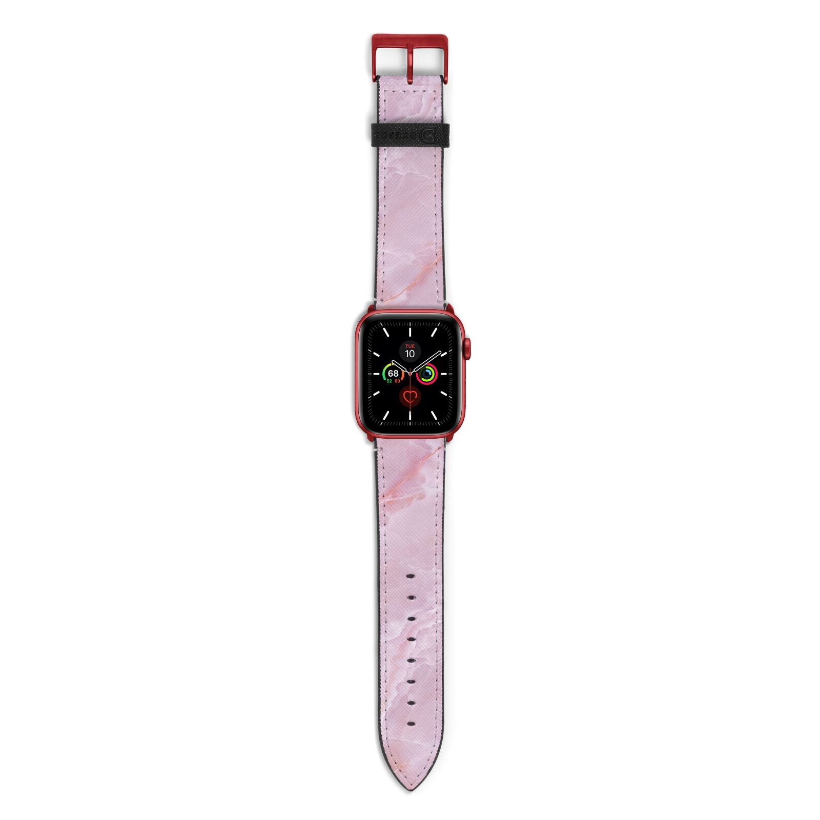 Dreamy Pink Marble Apple Watch Strap with Red Hardware
