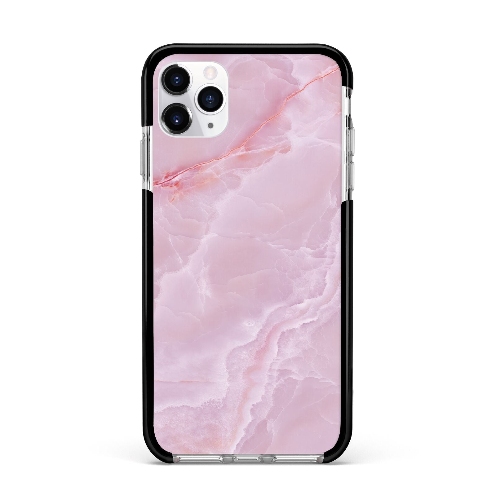 Dreamy Pink Marble Apple iPhone 11 Pro Max in Silver with Black Impact Case