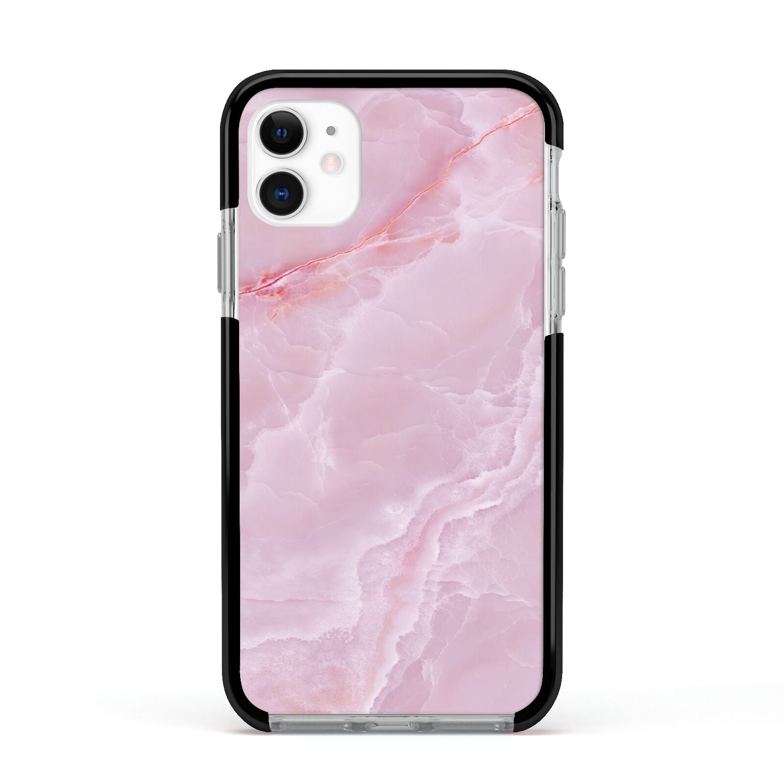 Dreamy Pink Marble Apple iPhone 11 in White with Black Impact Case