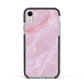 Dreamy Pink Marble Apple iPhone XR Impact Case Black Edge on Silver Phone