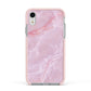 Dreamy Pink Marble Apple iPhone XR Impact Case Pink Edge on Silver Phone
