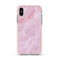 Dreamy Pink Marble Apple iPhone Xs Impact Case Pink Edge on Silver Phone