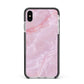 Dreamy Pink Marble Apple iPhone Xs Max Impact Case Black Edge on Silver Phone