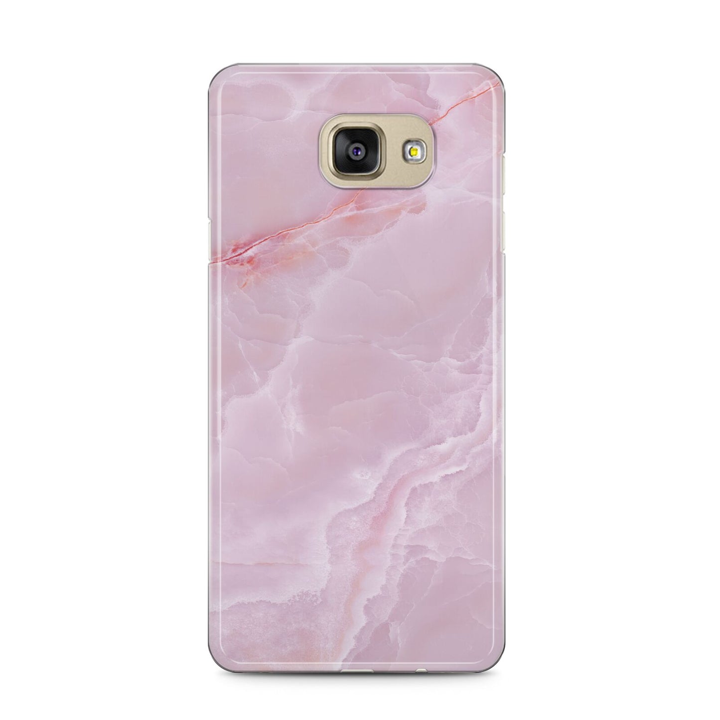 Dreamy Pink Marble Samsung Galaxy A5 2016 Case on gold phone