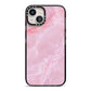 Dreamy Pink Marble iPhone 13 Black Impact Case on Silver phone
