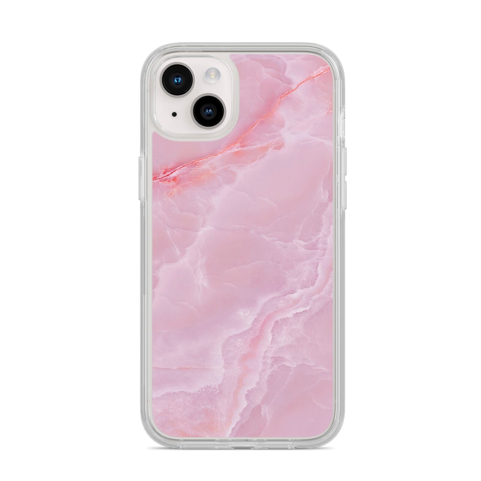 Dreamy Pink Marble iPhone 14 Plus Clear Tough Case Starlight