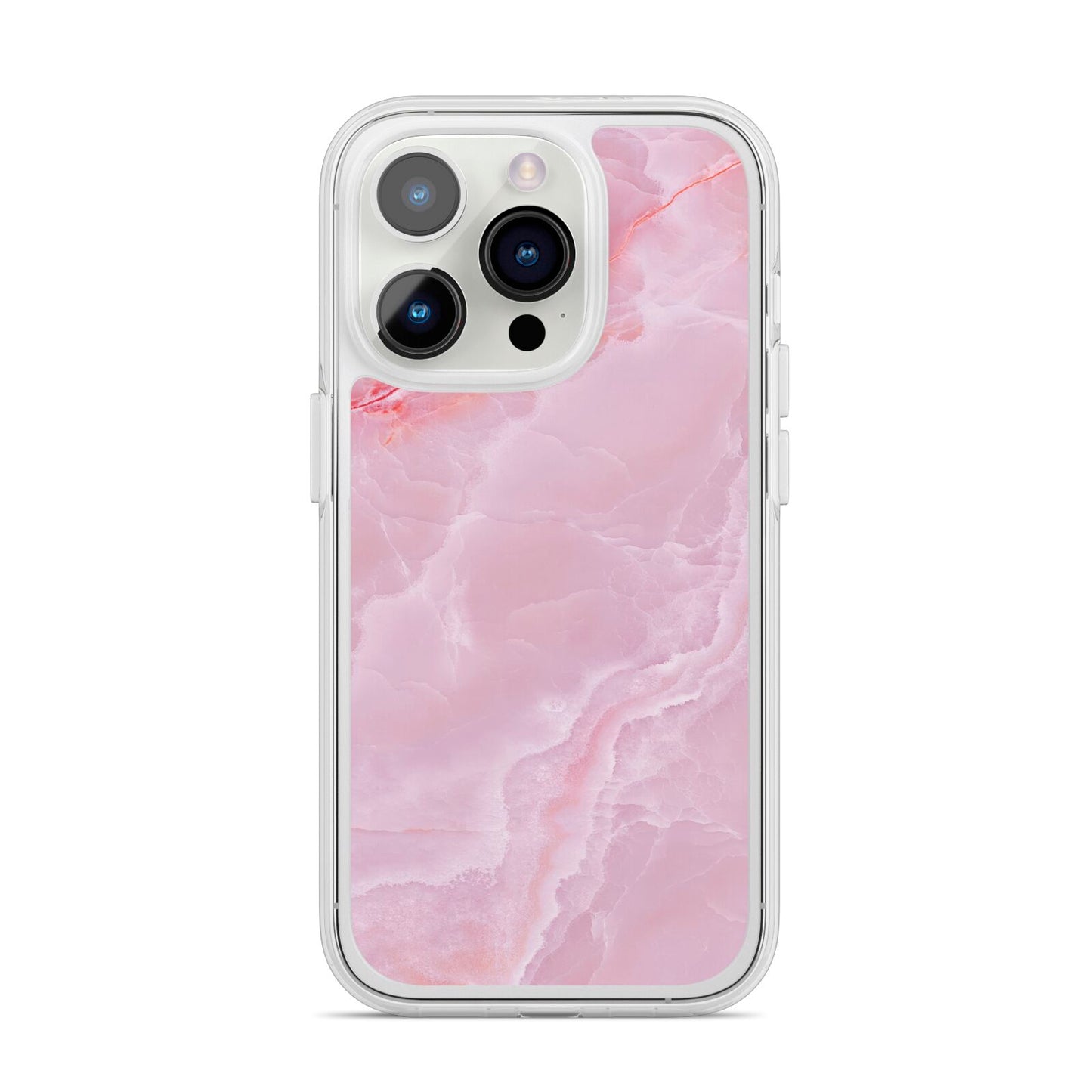 Dreamy Pink Marble iPhone 14 Pro Clear Tough Case Silver