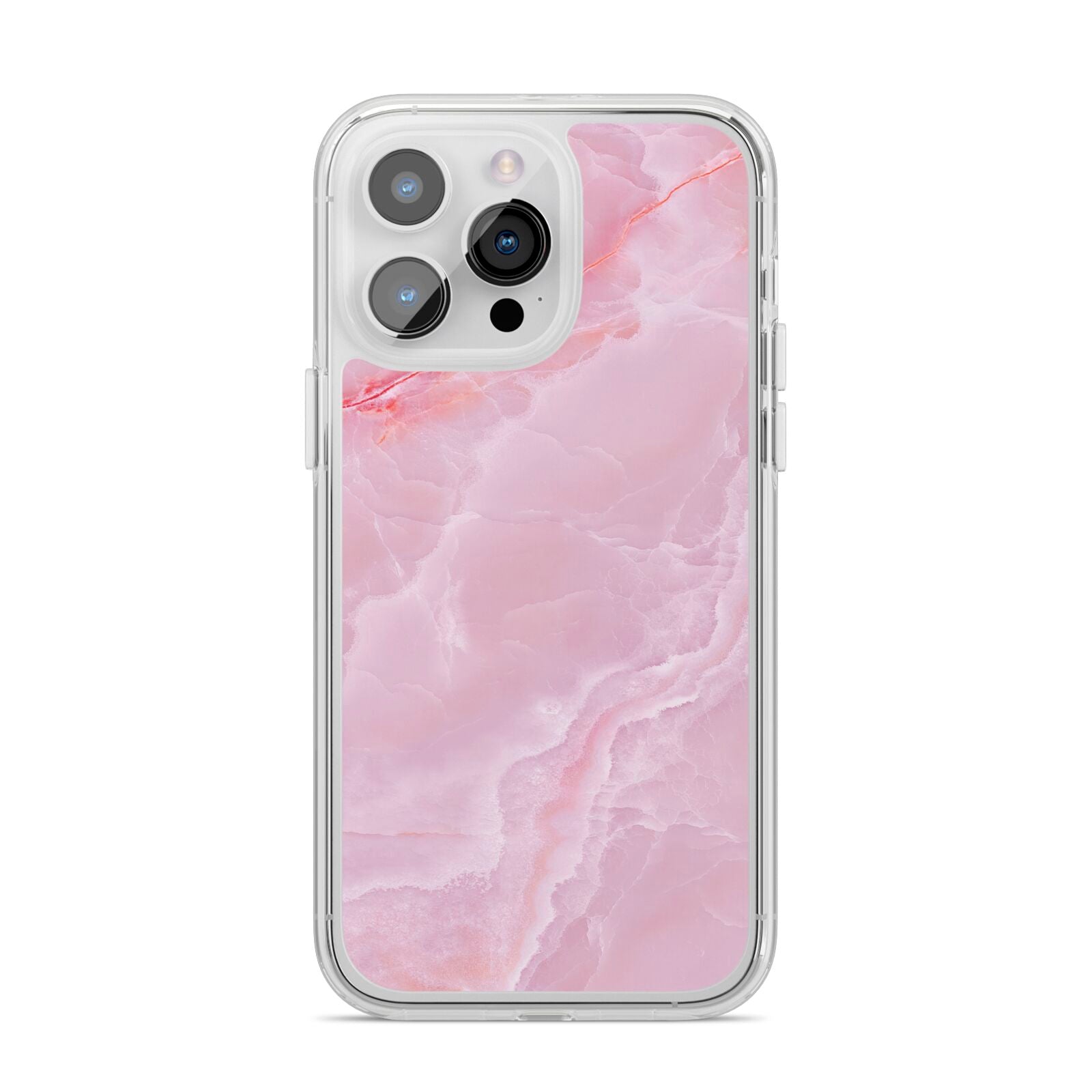 Dreamy Pink Marble iPhone 14 Pro Max Clear Tough Case Silver