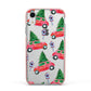 Driving home for Christmas Apple iPhone XR Impact Case Pink Edge on Silver Phone