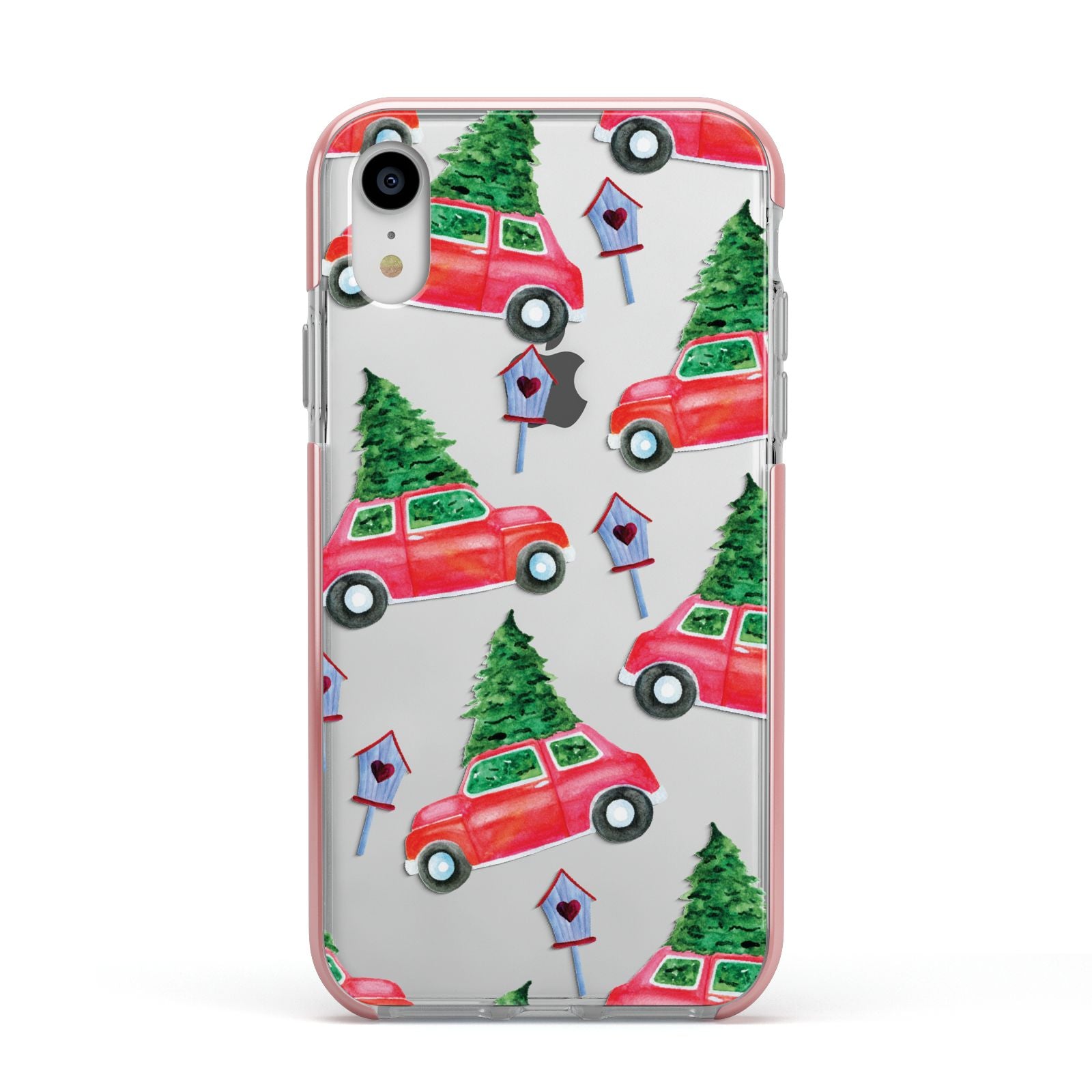 Driving home for Christmas Apple iPhone XR Impact Case Pink Edge on Silver Phone