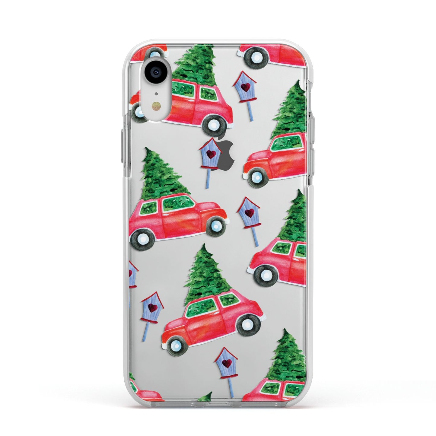 Driving home for Christmas Apple iPhone XR Impact Case White Edge on Silver Phone